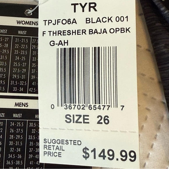 TYR Thresher Baja Open Back Tech Swimsuit Size 28, 26 In Black - Picture 6 of 13